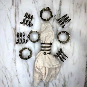 Set of 9 Vintage Brass Coil Napkin Rings Eclectic Funky Y2K Table Decor